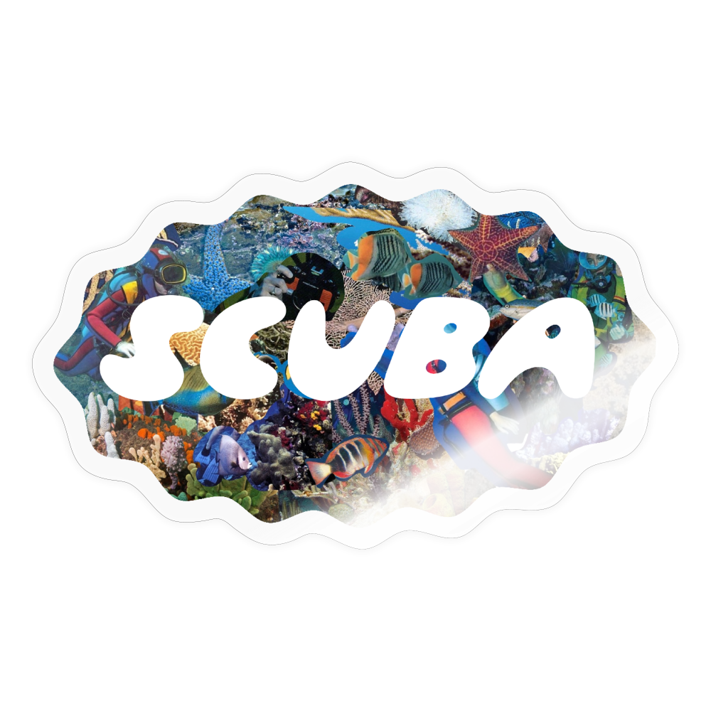 Retro Scuba Collage Sticker - transparent glossy