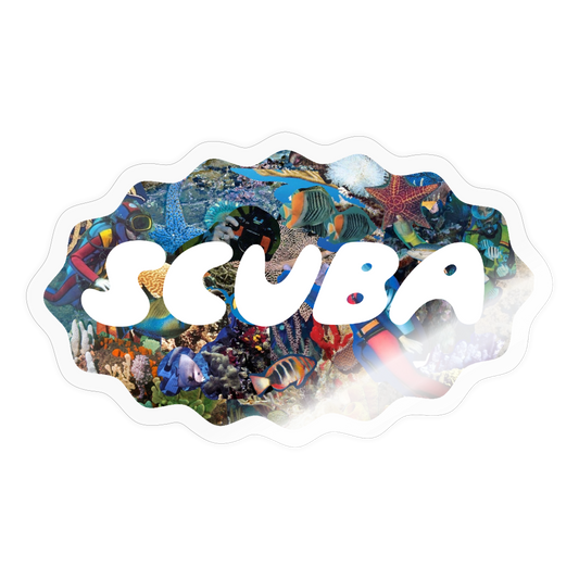 Retro Scuba Collage Sticker - transparent glossy