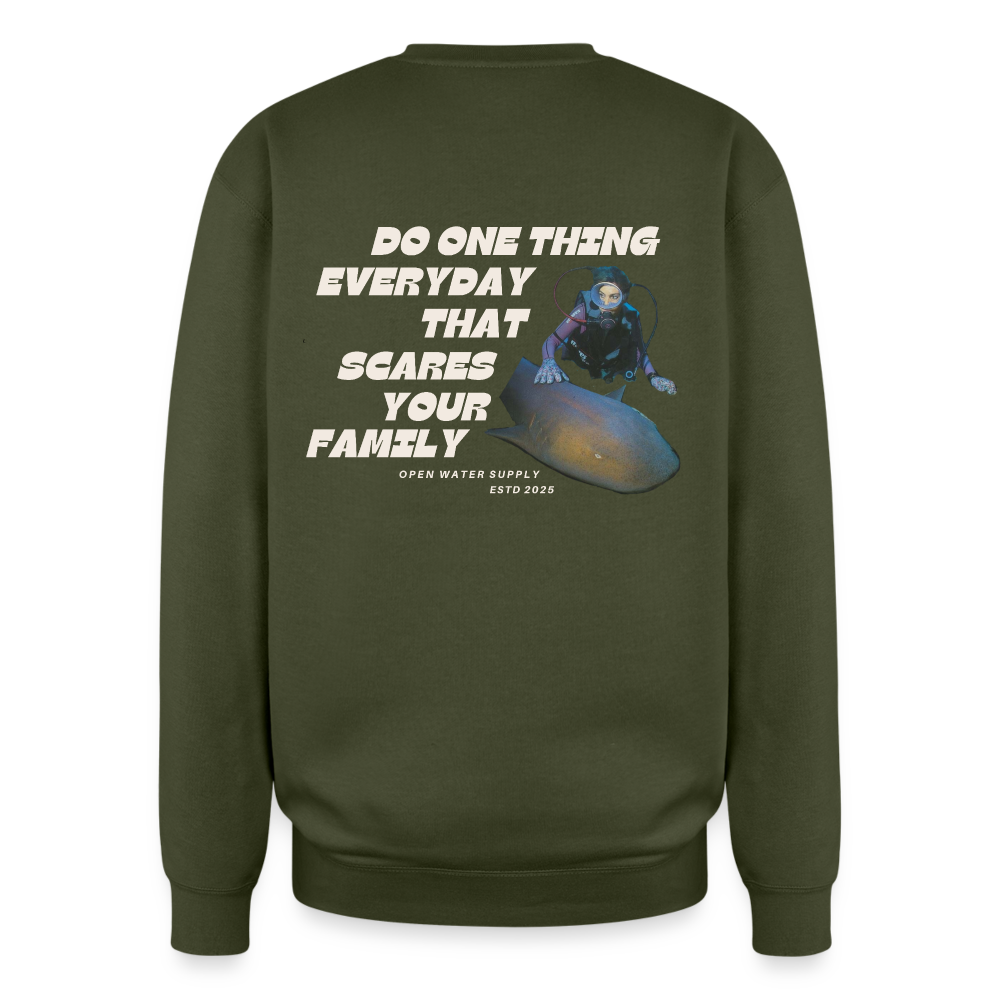 Scare Your Family Oversized Crewneck - olive green