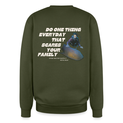 Scare Your Family Oversized Crewneck - olive green