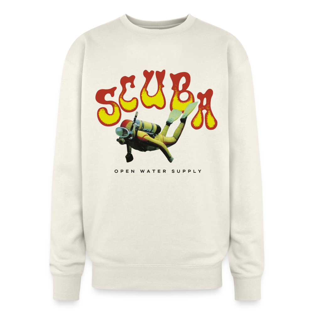 Retro Red & Yellow Neoprene Oversized Crewneck - ivory