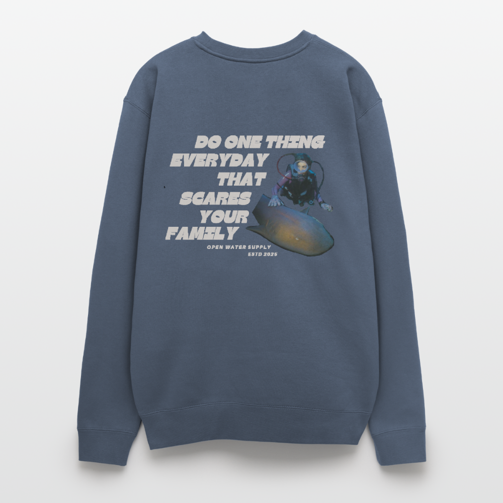 Scare Your Family Oversized Crewneck - stone blue