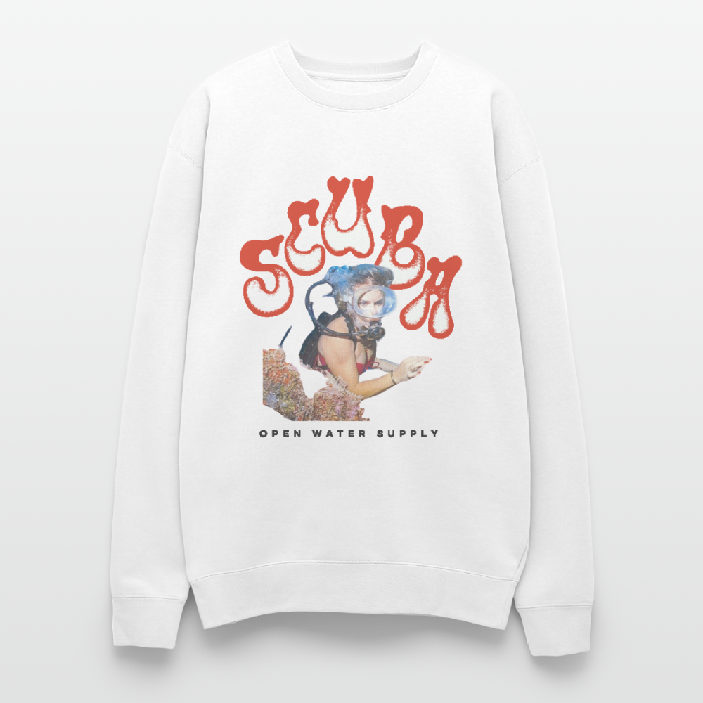 Retro Red Scuba Girl Crewneck Sweatshirt - white