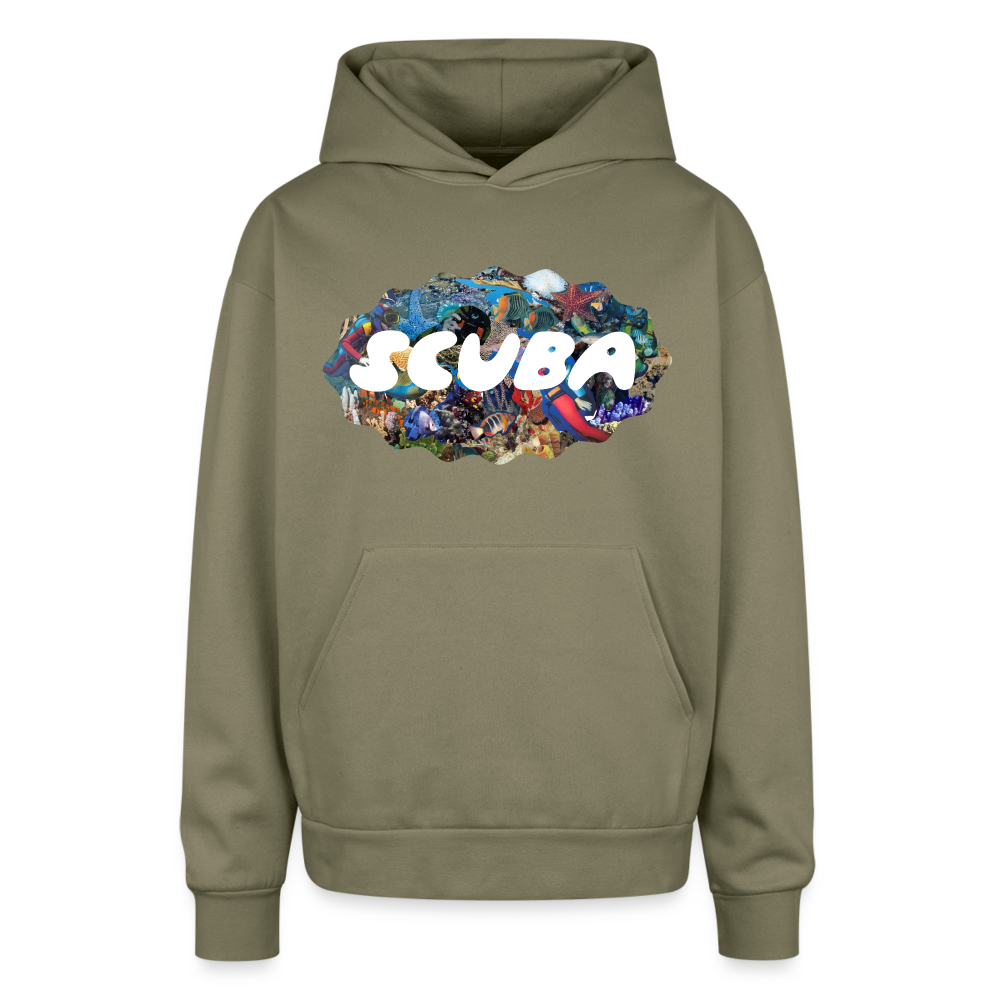 Retro Scuba Collage Oversized Hoodie - olive