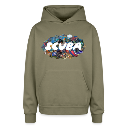 Retro Scuba Collage Oversized Hoodie - olive