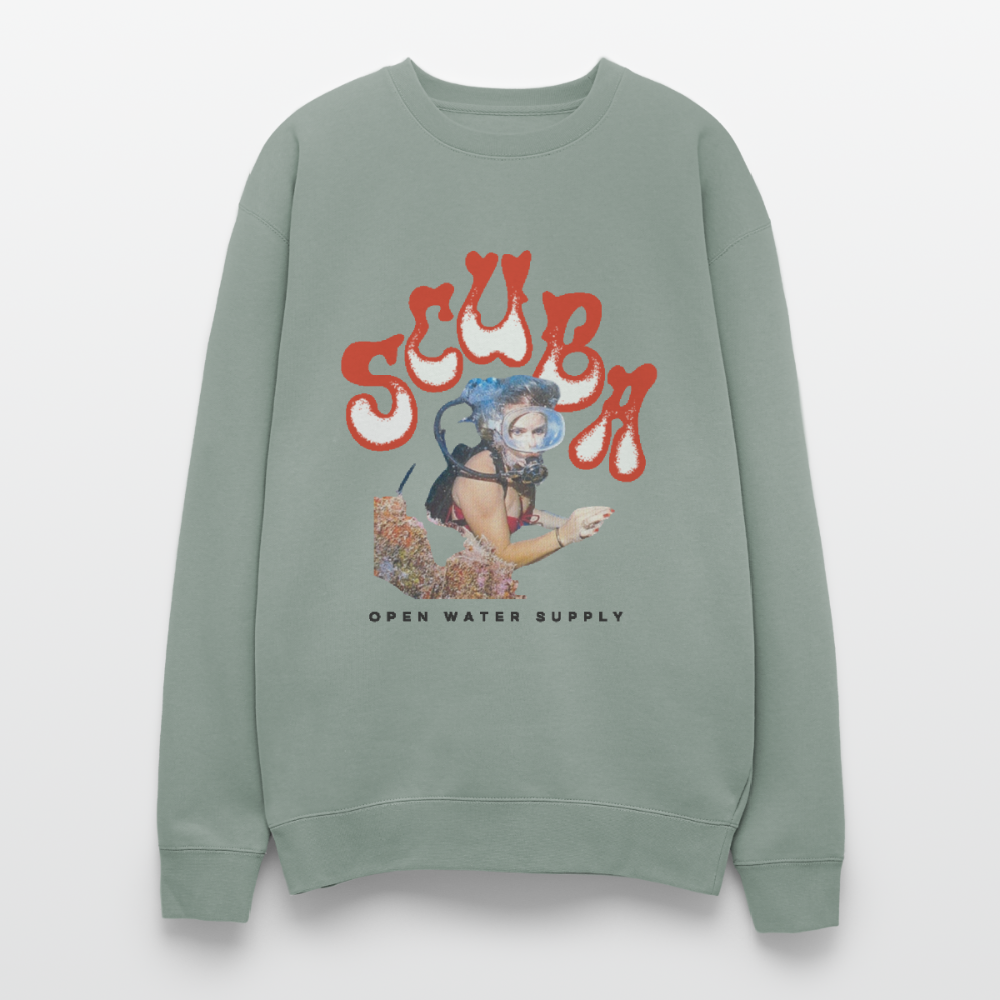 Retro Red Scuba Girl Crewneck Sweatshirt - sage