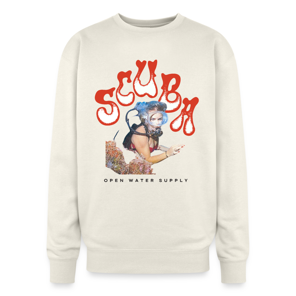 Retro Red Scuba Girl Crewneck Sweatshirt - ivory