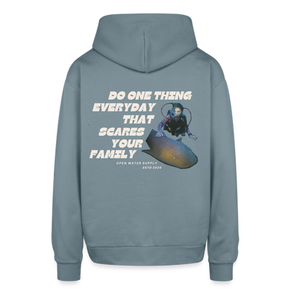 Scare Your Family Oversized Hoodie - stone blue