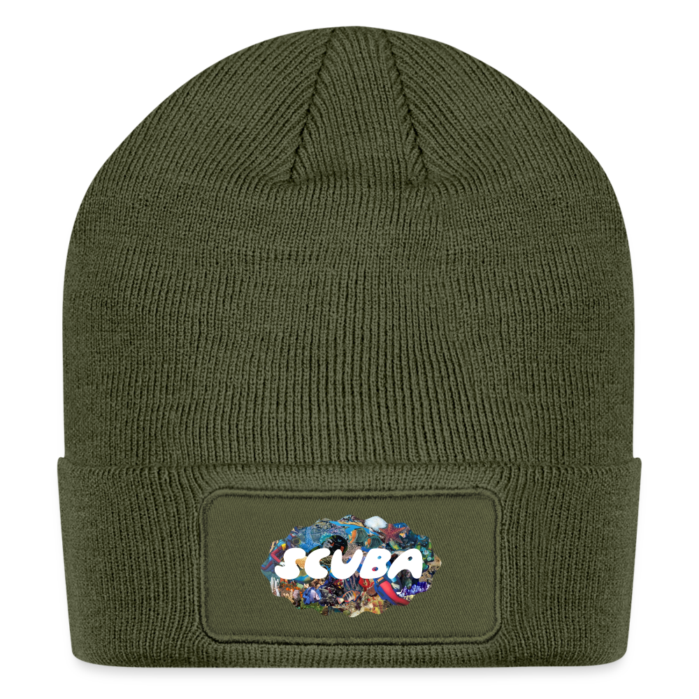 Retro Scuba Collage Beanie - olive