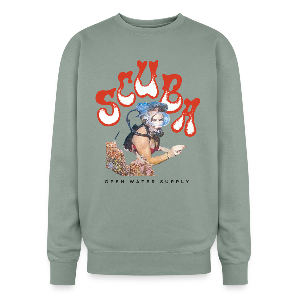 Retro Red Scuba Girl Crewneck Sweatshirt - sage