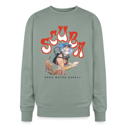 Retro Red Scuba Girl Crewneck Sweatshirt - sage