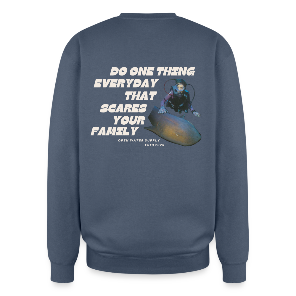 Scare Your Family Oversized Crewneck - stone blue