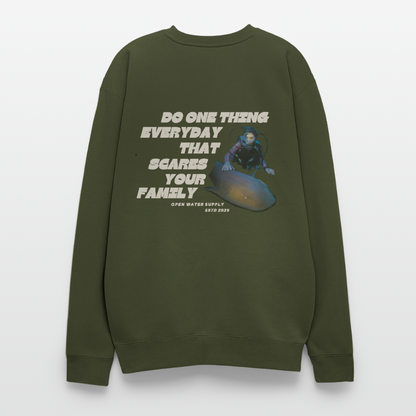 Scare Your Family Oversized Crewneck - olive green