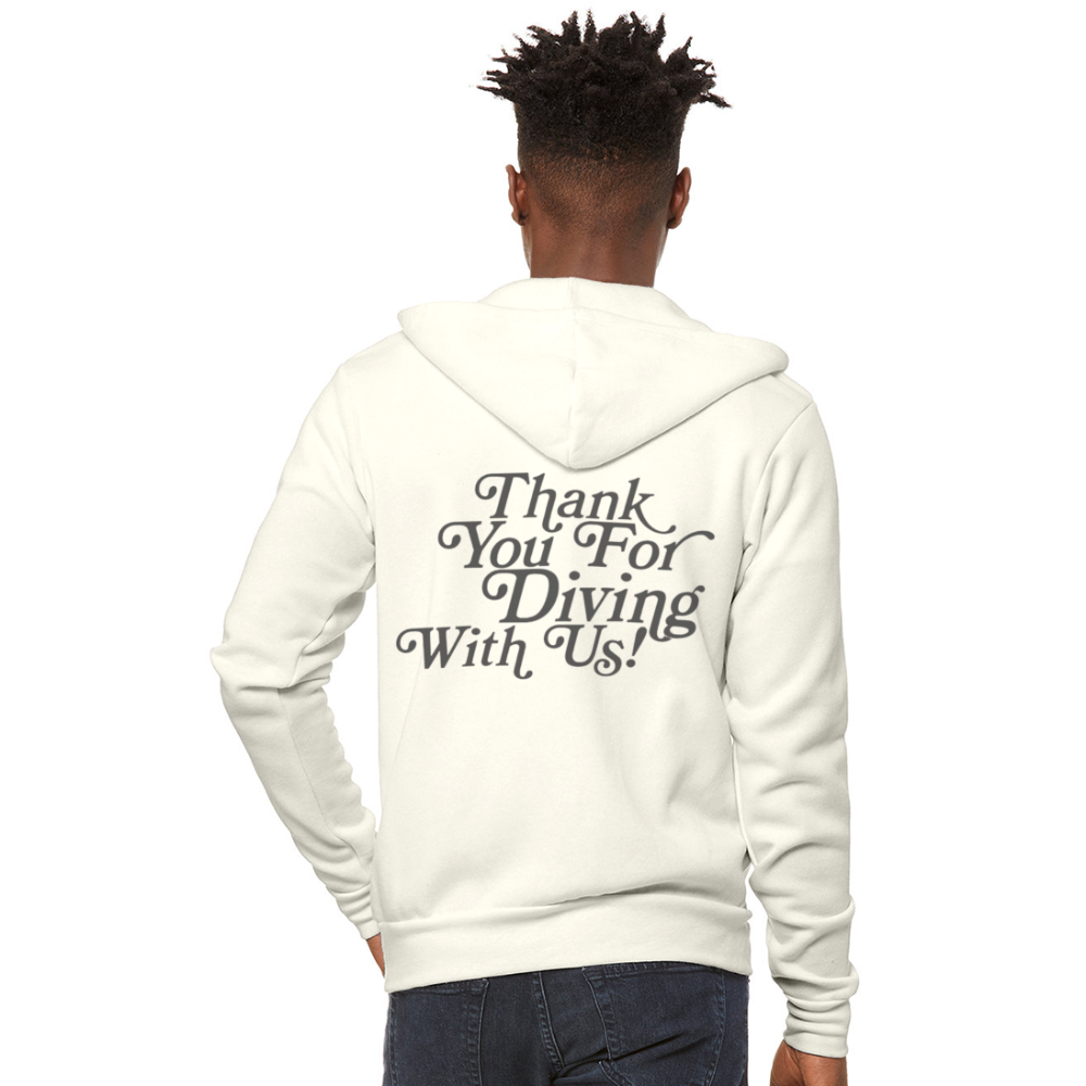 Thank You For Diving With Us Full Zip Hoodie - vintage white