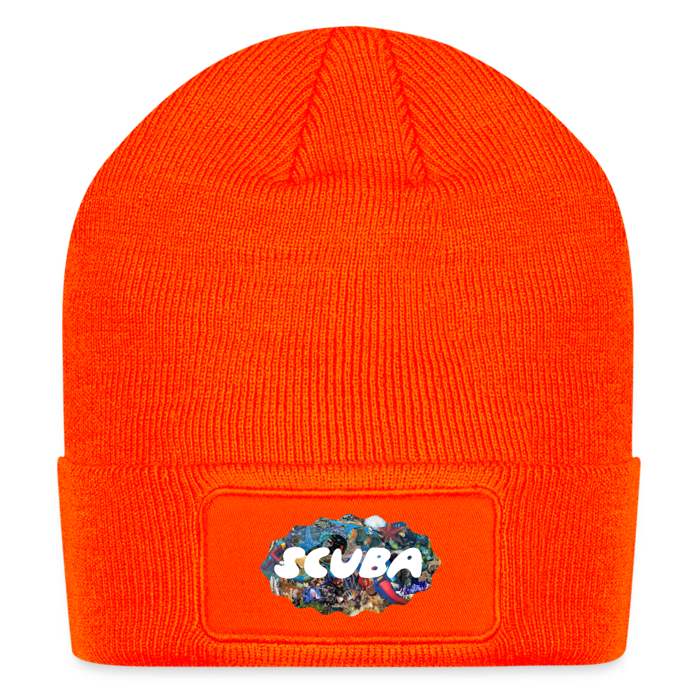 Retro Scuba Collage Beanie - neon orange