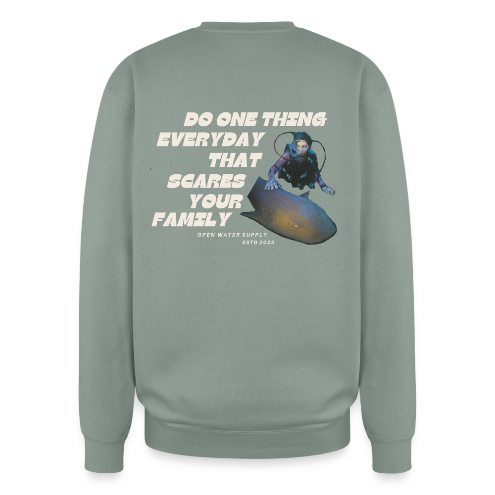 Scare Your Family Oversized Crewneck - sage